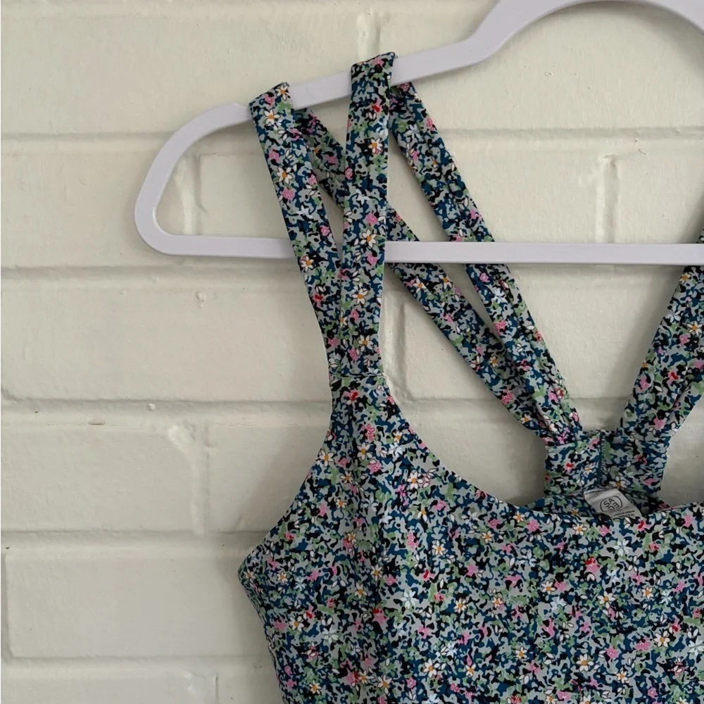 Sage Collective Blue Floral Longline Sports Bra, SZ M LIKE NEW - Picture 3 of 10